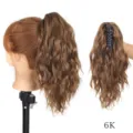 Synthetic curly hair ponytail extension with claw clip, natural brown wavy ponytail wig for women. - Light Brown (6K)