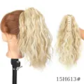 Synthetic curly claw clip ponytail extension blonde wavy hair piece for daily use. - Light Blonde (15H613)