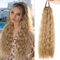Extension per capelli ricci sintetici da 24 pollici parrucca coda di cavallo bionda. - Oro