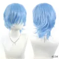 Ανοιχτό μπλε κοντό περούκα cosplay για άνδρες γυναίκες συνθετικά ανθεκτικά στη θερμότητα - Γαλάζιο
