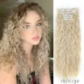 6pz extension capelli ricci con clip biondi capelli sintetici voluminosi 60cm - Sfumatura Oro e Marrone