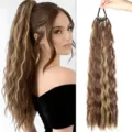 24 pollici estensione coda di cavallo in capelli sintetici ondulati per le donne. - Caffè e Cammello