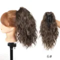 Synthetic wavy ponytail hair extension with claw clip, brown curly hair piece. - Brown (6)