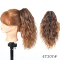 Synthetic curly claw clip ponytail extension, brown wavy hair piece for women daily wear. - Brown Ombre (4T30Y)