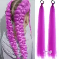 Fashion pink synthetic braided hair extensions, cute colored ponytail hair tie for girls. - Color Code 77 - Bright Pink (Single Pack)