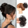 Chignon synthétique pince griffe extension de cheveux détail coiffure bouclée naturelle - Brun Foncé