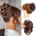Chignon synthétique pince à cheveux extension bouclée coiffure marron perruque naturelle - Beige