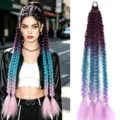 60cm treccia di capelli sintetici sfumata coda di cavallo per festa festival acconciatura - Viola Scuro E Blu Lago E Viola Rosato