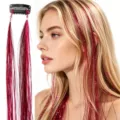 60cm clip-on glitter hair extensions synthetic tinsel shiny colored hair pieces for cosplay - Fuschia
