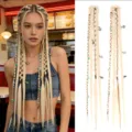 Bohemian ξανθές πλεγμένες extensions μαλλιών με αστεράκια και χάντρες για γυναίκες. - Μπεζ