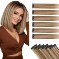 Extensiones de cabello sintético con clip de 6 piezas liso rubio y marrón uso diario - Juego de 6 Piezas / Colores Mezclados