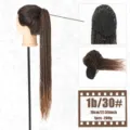 Detail view of the African twist braid ponytail wig showing cap structure and hair texture. - 1B/30 Dark Brown Gradient