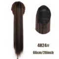Extensión de cabello de cola de caballo liza sintética, peluca marrón de 26 pulgadas. - Coleta Lisa / 4H24 (Mezcla Marrón Oscuro)