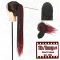 African twist braid ponytail wig drawstring long curly hairpiece for women 70cm burgundy - Black Mixed Burgundy