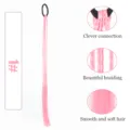 Children colorful synthetic hair ponytail extension cute pink braided hair tie accessory - Pink (1)