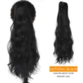 Synthetisch haar klauw clip paardenstaart pruik met natuurlijke zwarte golfstijl. - Natuurlijke Kleur