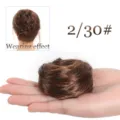 Chignon synthétique beignet désordonné postiche relevé extension de cheveux marron - 2/30