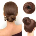 Synthetic hair bun claw clip extension, messy updo hairpiece for women styling daily wear. - Tan
