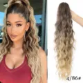 Extension de queue de cheval longue et ondulée avec pince griffe en blond ombré pour femme. - Brun Clair Méché (4/86#)