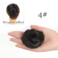 Chignon postiche cheveux synthetiques detail montrant volume naturel et belle couleur. - 4