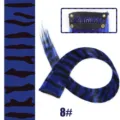 Blue and black leopard print clip-in hair extension synthetic wig piece product detail view. - Blue Leopard Print