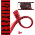 One-piece clip-in hair extension leopard print synthetic highlight colored hair piece. - Red Leopard