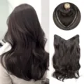 Eendelige lange golvende synthetische haarverlenging natuurlijk bruin haar detail view - 50cm / Lapjeskat
