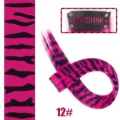 Synthetic clip-in hair extensions pink and black leopard print hair piece color 12# - Pink Black Leopard