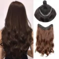 Synthetisch golvend haar extensie lang bruin clip-in haarstukje met detail weergave - 50cm / Tan