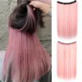 Extension de cheveux raides longs en U une pièce mèche rose clipser postiche synthétique - Rose Sakura