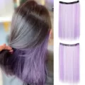 Extension de cheveux raides à clip une pièce en U mèches violettes cheveux synthétiques. - Violet Aurora
