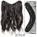 Vue détaillée de l'extension de cheveux synthétiques à 5 pinces en V, texture ondulée. - EX59-2/33/H (Brun Foncé Méché)