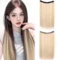 Extension de cheveux longue raide en U une pièce mèche de perruque à clip colorée - Or de Lin