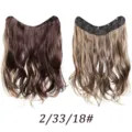 Extension de cheveux synthétique V-shape à clips, postiche ondulé ombré 5 clips, 48cm. - EX66-2/33/18 (Méché Tricolore B)