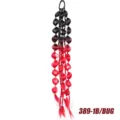 Synthetic gradient bubble braid ponytail hair extension 24 inch long colorful hairpiece. - Natural Black Red Gradient Lantern Braid