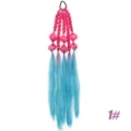 Synthetic gradient colored bubble braid ponytail hair extension for women daily fashion styling. - Rose Red Lake Blue Gradient Bubble Braid
