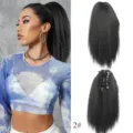 Synthetische Yaki glatte Klauenzopf Haarverlängerung 30cm Haarteil für Damen Alltag - 30cm / Dunkelbraun (2#)