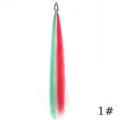 Synthetic hair extension detail, green white red braided ponytail piece, 65cm 50g. - Color Code 1 - Green White Red Gradient (Single Pack)