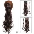 Synthetische golvende paardenstaart haarverlenging met klittenband, donkerbruine kleur. - Donkerbruin(4)
