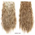 Extension capelli sintetici 7 pz mossi ondulati 50 cm con clip castano biondo. - Set da 7 Pezzi Onde di Mais / Marrone Oro Misto (6H613)