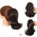 Extension de queue de cheval synthétique bouclée à pince, postiche naturel pour femmes. - Brun Moyen