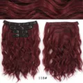 Extension per capelli sintetici bordeaux onda d'acqua con clip set 4pz donna - Onda d'Acqua Set da 4 Pezzi (118#)