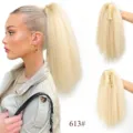 Synthetic Yaki Straight Claw Ponytail Hair Extension 30cm 70g Blonde 613# Detail View - Light Gold (613#)