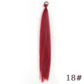 Synthetic red hair extension ponytail detail view, 65cm long braid with black hair tie. - Color Code 18 (Single Pack)