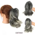Extension de queue de cheval bouclée synthétique avec pince griffe chic pour femme - Gris Dégradé