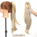 Coda di cavallo sintetica con molletta e punte ondulate,extension per capelli naturali donna. - 15HGREY (Biondo Grigio Riflessi)