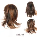 Extension de queue de cheval bouclée synthétique avec pince, postiche marron pour femmes. - Ombre Brun Clair