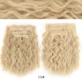 Extension capelli ricci sintetici con clip bionde ciocche di capelli vista dettaglio - Onda d'Acqua Set da 4 Pezzi (15#)