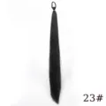Detailed view of black synthetic hair extension braid with hair tie, fine texture strand. - Color Code 23 (Single Pack)