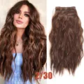 Συνθετικά extensions μαλλιών 50cm 160g σετ 4 τεμαχίων για φυσικό όγκο σε καφέ. - Καφέ Ανταύγεια (2/30) / Σετ 4 τεμαχίων